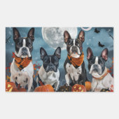 ボストンテリア ハロウィン スプーキー 長方形シール (正面)