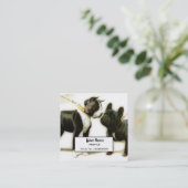 ボストンテリア&ブルフランスのドッグ スクエア名刺 (スタンド正面)