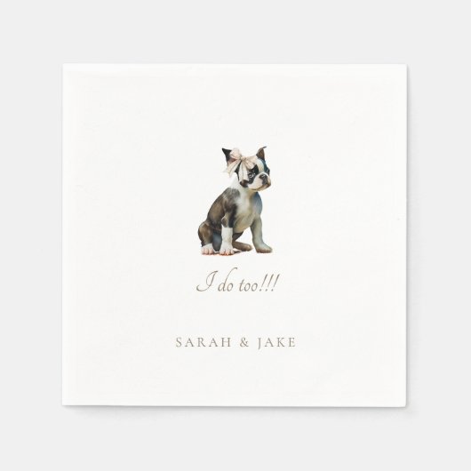 ボストンテリア ペット ウェディング ナプキン スタンダードカクテルナプキン (正面)