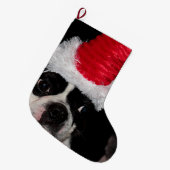 ボストンテリア ラージクリスマスストッキング (正面 (吊り時))