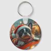 ボストンテリア 犬 ローラーコースター クリスマス キーホルダー (裏面)