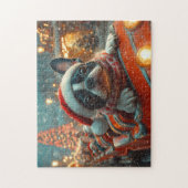 ボストンテリア 犬 ローラーコースター クリスマス ジグソーパズル (縦)