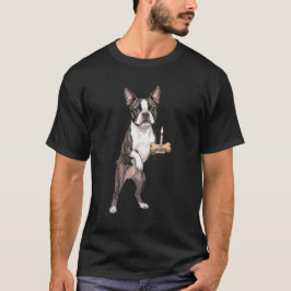 ボストンテリア 誕生日おめでとう 犬の骨 Tシャツ