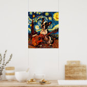 ボストンテ遊リアのギターのポスター – Cute Dog Mu ポスター (キッチン)