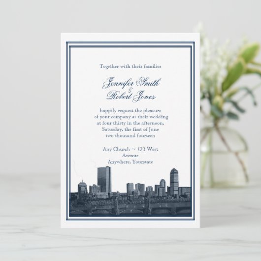 ボストンデスティネーションネイビー結婚式招待状 招待状 (スタンド正面)