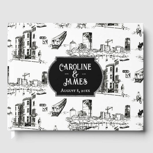 ボストントイパーソナライズされたル結婚ズゲストブック ゲストブック (正面)