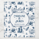 ボストントイパーソナライズされたル結婚ネイビーのワインラベル ワインラベル (シングルラベル)