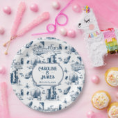 ボストントイパーソナライズされたル結婚ネイビー紙プレート ペーパープレート (パーティー)