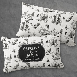 ボストントイルウェディングパーソナライズされた日付装飾用クッション ランバークッション