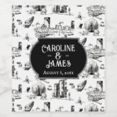 ボストントイルパーソナライズされたウェディング日付ボトルラベル ワインラベル (シングルラベル)