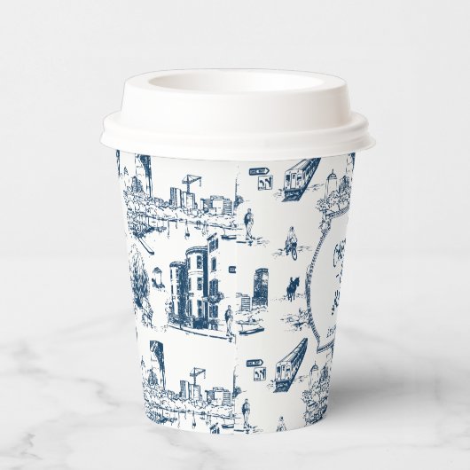 ボストントイルパーソナライズされたネイビー結婚ズ紙カップ 紙コップ (右)