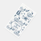 ボストントイルパーソナライズされたネイビー結婚ズ紙タオル (コーナー)