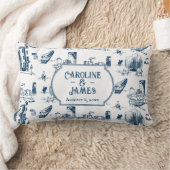 ボストントイレネイビーブルー装飾用クッション ランバークッション (ブランケット)