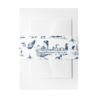 ボストントイレネイビー結婚式招待状ベリーバンド 招待状ベリーバンド