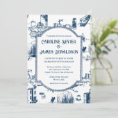 ボストントイレネイビー結婚式招待状 招待状 (スタンド正面)