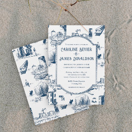 ボストントイレネイビー結婚式招待状 招待状