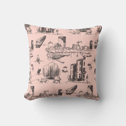 ボストントイレピンクアンドブラック クッション (正面)