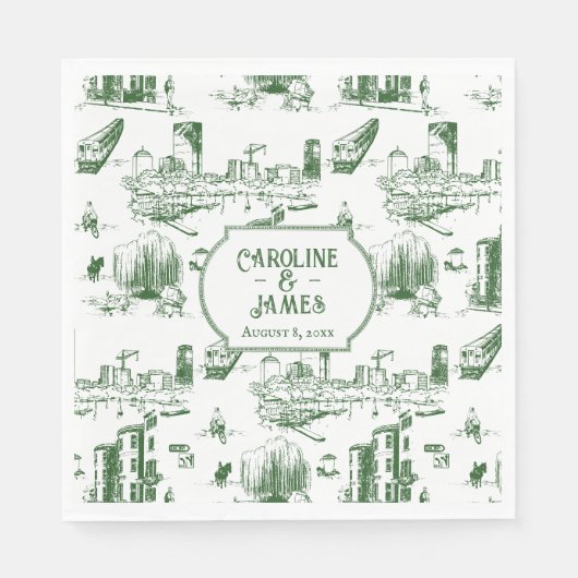 ボストントイレフォレストグリーンカスタム紙ナプキンス スタンダードランチョンナプキン (正面)