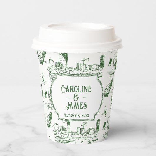 ボストントイレフォレストグリーンパーソナライズされた紙カップ 紙コップ (正面)