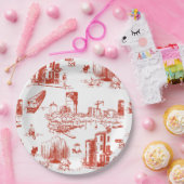 ボストントイレレッド ペーパープレート (パーティー)