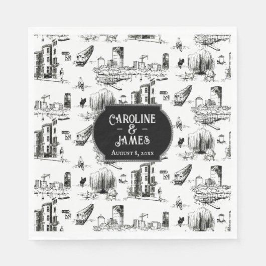 ボストントワパーソナライズされたイル結婚ズ紙ナプキンス スタンダードランチョンナプキン (正面)