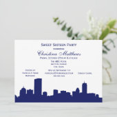 ボストンネイビースカイラインシルエットスウィート16パーティー 招待状 (スタンド正面)