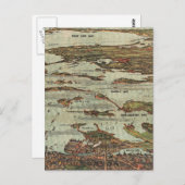 ボストンハーバーバーズワイビューの地図 ポストカード (正面/裏面)