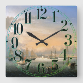 ボストンハーバー1854 スクエア壁時計