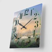 ボストンハーバー1854 スクエア壁時計 (傾斜)