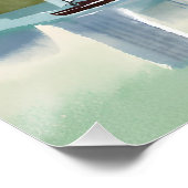 ボストンハーバー | マサチューセッツ州ボストンの水彩画 ポスター (コーナー)