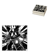 ボストンバイクもしくは自転車に乗る人テリアウッドアートスタンプ ラバースタンプ (押印)