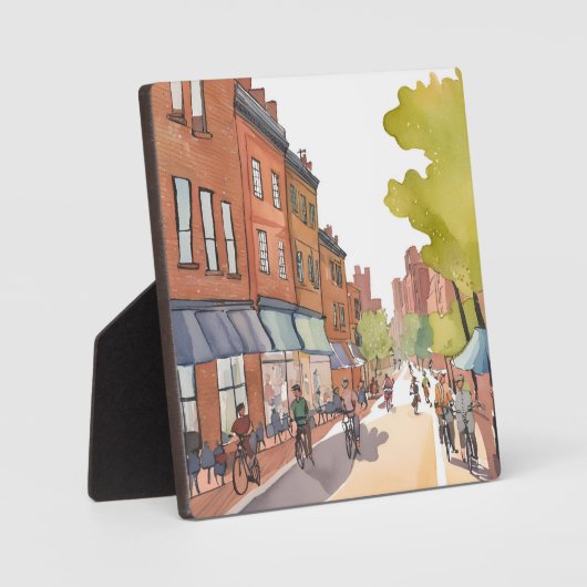 ボストンバイクリード | ノースエンドウォーターカラーMAアート フォトプラーク (正面)