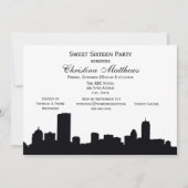 ボストンブラックスカイラインシルエットスウィート16パーティー 招待状 (正面)