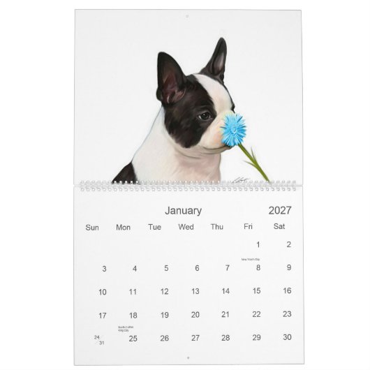 ボストンベビー2 カレンダー (1月 2027)