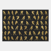 ボストンホッケーブラック&金ゴールド ラッピングペーパーシート (正面2)