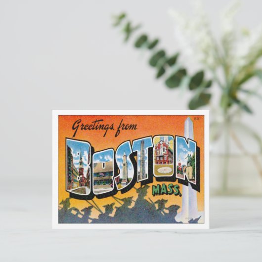 ボストンマサチューセッツのはがきからの挨拶 ポストカード (スタンド正面)