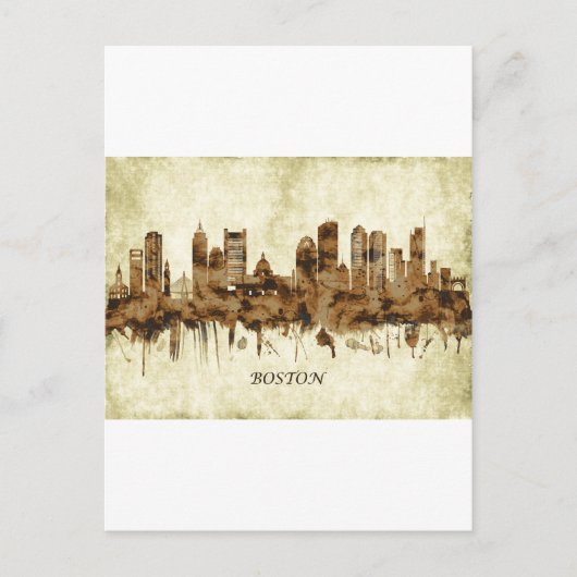 ボストンマサチューセッツの街並み シーズンポストカード (正面)
