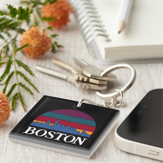 ボストンマサチューセッツヴィンテージシティスケープ キーホルダー (正面右)