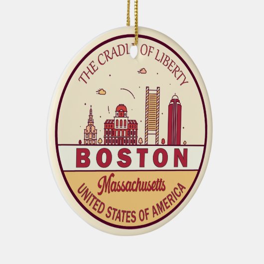 ボストンマサチューセッツ州シティスカイラインエンブレム セラミックオーナメント (右)