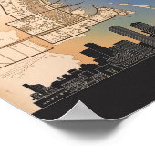 ボストンマサチューセッツ州シティスカイラインヴィンテージマップ ポスター (角)