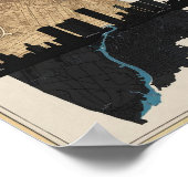 ボストンマサチューセッツ州シティスカイラインヴィンテージマップ ポスター (角)