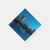 ボストンマサチューセッツ州シティスカイライン スタンダードカクテルナプキン (角)
