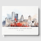 ボストンマサチューセッツ州シティスケープのウォーター結婚カラー ゲストブック (正面)