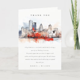 ボストンマサチューセッツ州シティスケープのウォーター結婚カラー サンキューカード