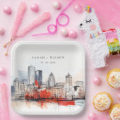 ボストンマサチューセッツ州シティスケープのウォーター結婚カラー ペーパープレート (パーティー)