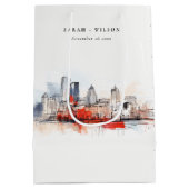 ボストンマサチューセッツ州シティスケープのウォーター結婚カラー ミディアムペーパーバッグ (裏面)