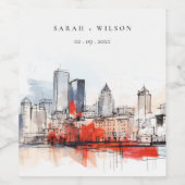 ボストンマサチューセッツ州シティスケープのウォーター結婚カラー ワインラベル (シングルラベル)