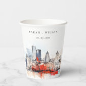 ボストンマサチューセッツ州シティスケープのウォーター結婚カラー 紙コップ (裏面)