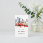 ボストンマサチューセッツ州シティスケープ水彩旅行 名刺 (スタンド正面)