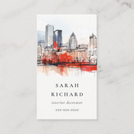 ボストンマサチューセッツ州シティスケープ水彩旅行 名刺
